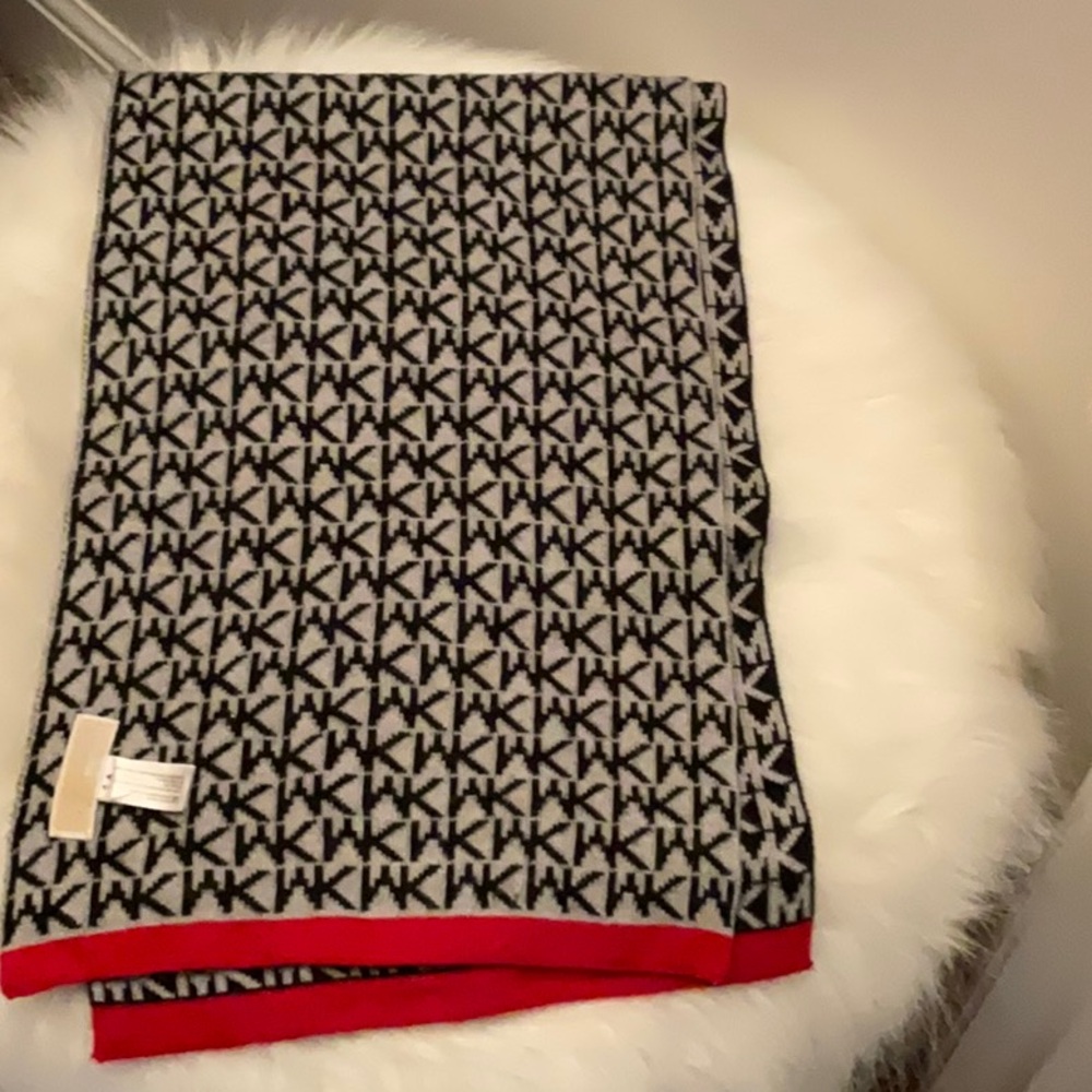 Michael Kors red and black MK scarf